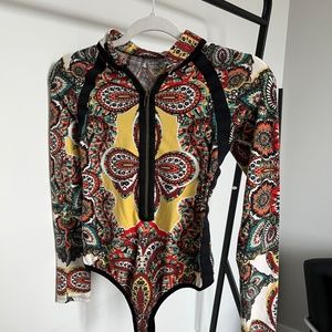 Free People XS Colorful Bodysuit